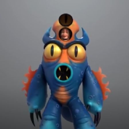 Fred Fredrickson is wearing a monster like costume.